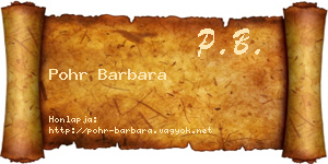 Pohr Barbara névjegykártya